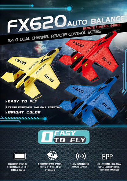 RC SU-35 Foam Fighter Jet – 2.4G Remote Control Glider Airplane Toy for Kids & Boys
