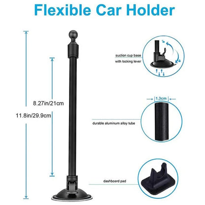 Universal Tablet & Phone Car Mount — Long Arm Windshield Stand for 4–13.5” iPhone, iPad, GPS
