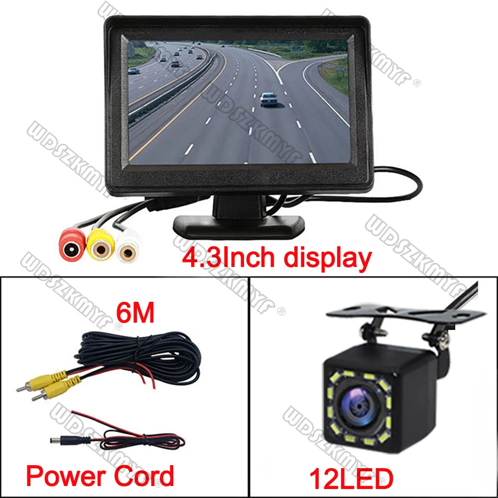 4.3" Car Rear View Monitor – Easy-Install Reversing Camera for Parking System & Vehicle Safety