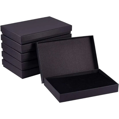 6-Pack Black Necklace Gift Boxes — 7.8x5x1.2" Kraft Cardboard Jewelry Boxes with Sponge for Necklace & Earrings, Mother’s Day Gift