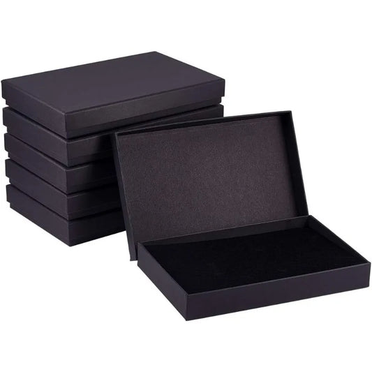 6-Pack Black Necklace Gift Boxes — 7.8x5x1.2" Kraft Cardboard Jewelry Boxes with Sponge for Necklace & Earrings, Mother’s Day Gift