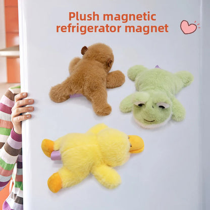 Cartoon Plush Refrigerator Magnet - Cute Animal Magnetic Decor for Car Dashboard, Lockers & Home