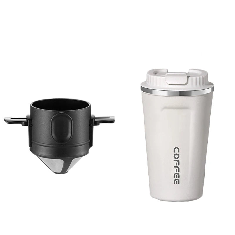 304 Stainless Steel Portable Coffee Filter – Reusable Drip Coffee Tea Holder Mug Set with Coffee Pot & Dripper