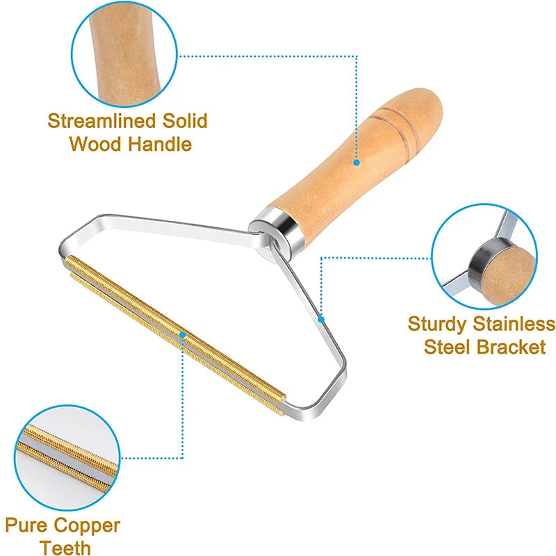 Portable Pet Hair Remover Brush: Lint Remover for Carpet, Wool Coat, Clothes - Manual Shaver Cleaning Tool with Removal Scraper