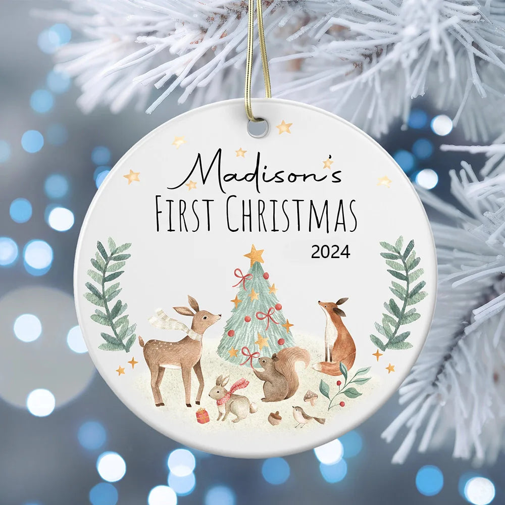 Personalized First Christmas Baby Ornament – Custom Ceramic Holiday Keepsake Gift