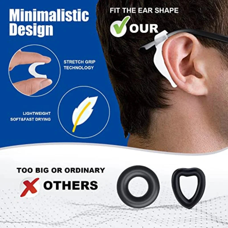 20pcs Anti-Slip Silicone Ear Grip Glasses Eyeglasses Leg - Ear Hook Stopper Bracket Fastener Accessories, Temple Tip Eyewear Holder