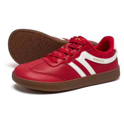 HOBIBEAR Unisex Wide Toe Faux Fur Sneakers – Retro Leather Lace-Up Casual Shoes for Men & Women