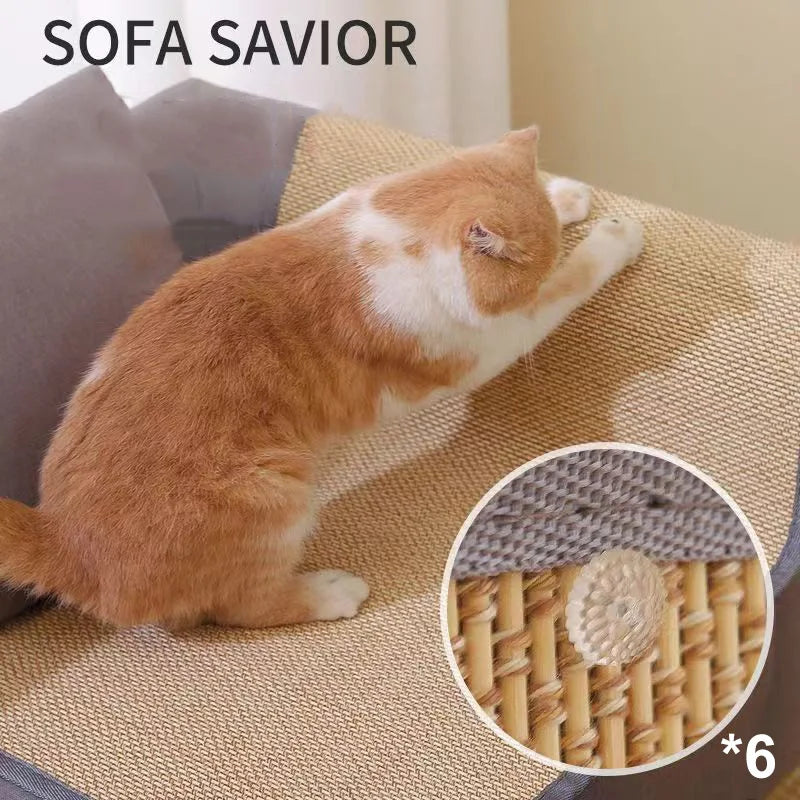 Anti-Cat Scratch Sofa Protection Pad - Cat Scratch Board Artifact with Paw Sharpen Mats, Includes Nail-Fixed Cat Toys