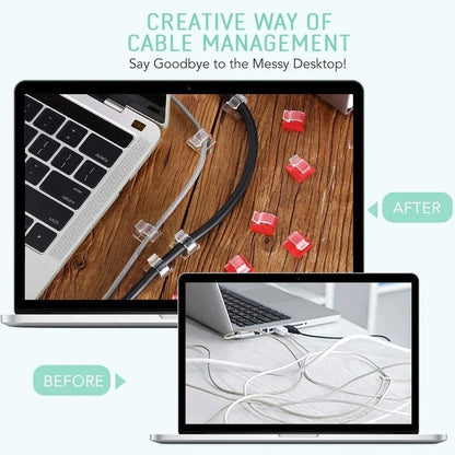 50Pcs Cable Organizer Clips – Wall Mounted Wire Management Set for USB, Charging Cables & Data Cords, Desk Cord Holder & Cable Storage Solution