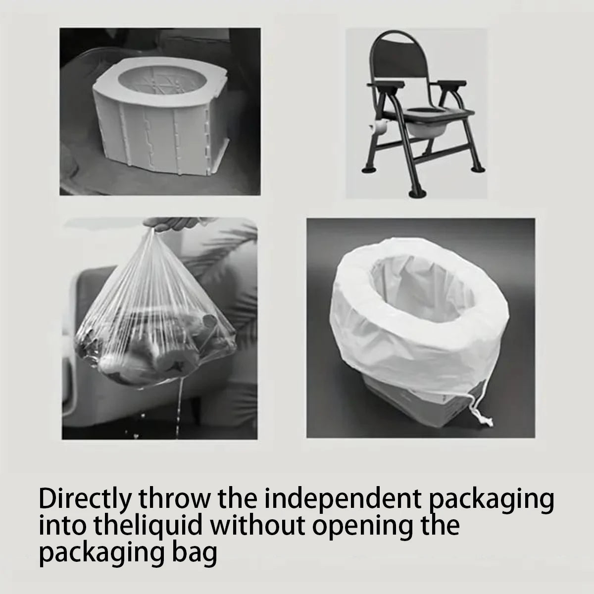 Portable Outdoor Camping Toilet - Foldable Stool with Absorbent Bag and Toilet Paper Holder