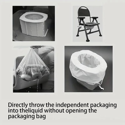 Portable Outdoor Camping Toilet - Foldable Stool with Absorbent Bag and Toilet Paper Holder