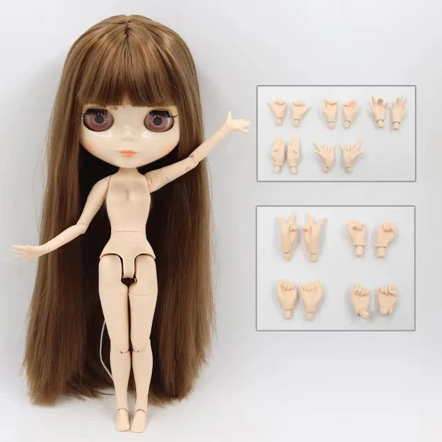 ICY DBS Blythe 1/6 BJD Doll - 30cm Jointed Body with White Skin & Shiny/Matte Face