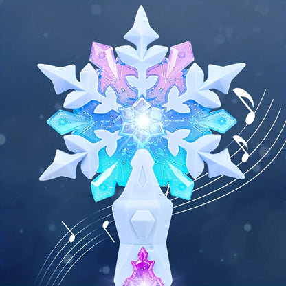 Princess Snow Wand Toy - Snowflake Light & Sound Stick for Kids, Glowing Fairy Wand for Girls, Christmas & Halloween Cosplay