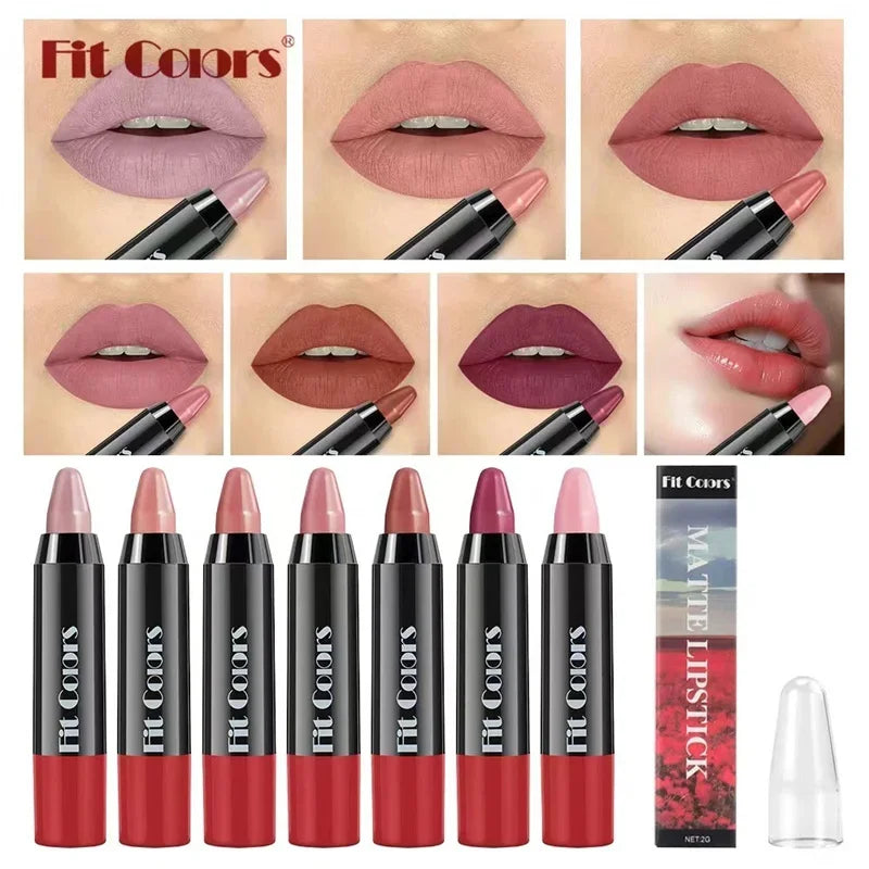 8-Color Velvet Matte Lipstick Pencil – Waterproof, Long-Lasting Sexy Red Lip Tint Non-Stick Makeup Pen