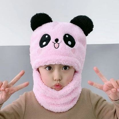 Fashionable Kids Beanie Set - Autumn & Winter Cartoon Scarf Hat, Double Layer Wool, Warm Boys & Girls Winter Hat