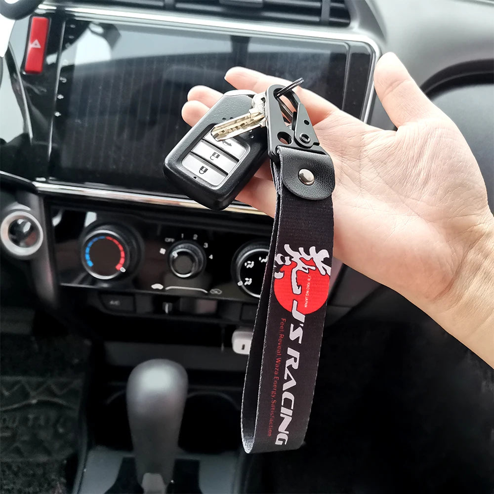 JDM Car Keychain Key Tag – Personality Spring Clip Lanyard for Racing, Modified Nylon Motorcycle & Auto Key Holder Accessories