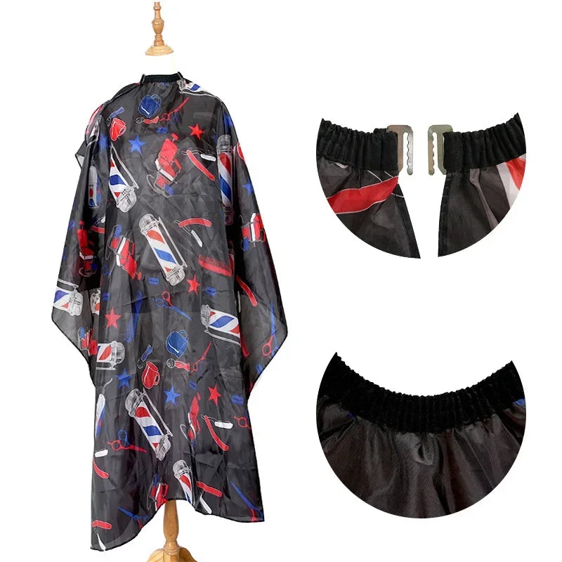 Retro Hairdressing Cape – Waterproof Patterned Salon Barber Gown, Professional Hair Stylist Cutting Apron