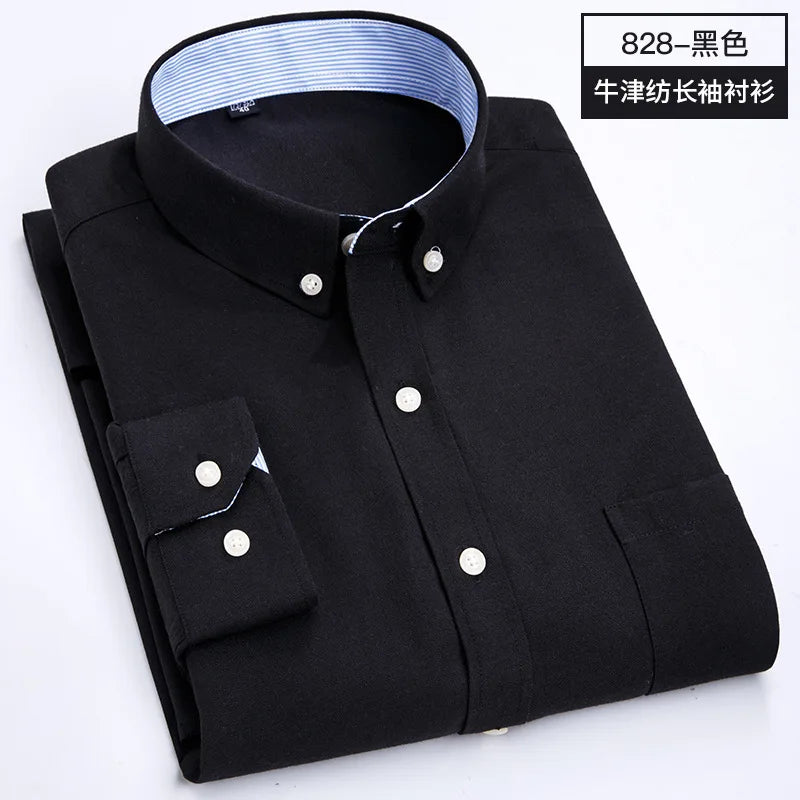 Men's Oxford Long Sleeve Shirt - Soft Comfortable Slim Fit Wrinkle-Resistant Casual Work Shirt for All Seasons