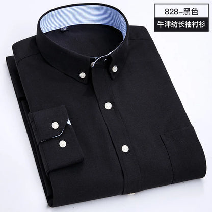 Men's Oxford Long Sleeve Shirt - Soft Comfortable Slim Fit Wrinkle-Resistant Casual Work Shirt for All Seasons