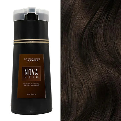 Nova 3-in-1 Hair Dye Shampoo – Natural Fast Black Hair Coloring for Men & Women, Long-Lasting Hair Care