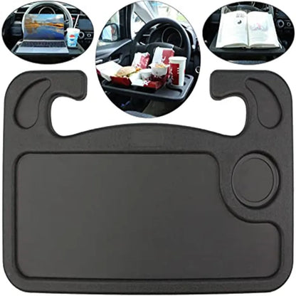 Portable Universal Folding Car Laptop Desk Mount — Steering Wheel Tray Table with Cup Holder for Work & Dining