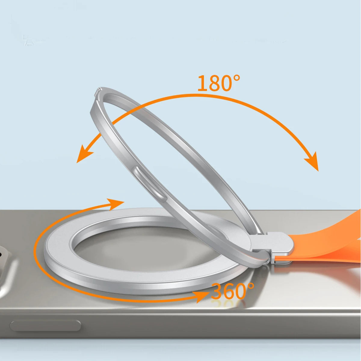 MagSafe Metal Strong Magnetic Suction Phone Holder - 360° Rotating, Folding Ring, Alloy, Portable & Universal Desktop Stand