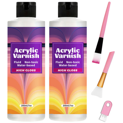 200ML Acrylic Varnish - High Gloss Clear Protective Coating for Paintings with Waterproof & Non-Yellowing Finish