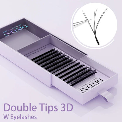 DIYDAY W Shape Eyelash Extensions - 3D-8D Blooming Volume Premade Fan Lashes for Natural Soft Eye Makeup Look