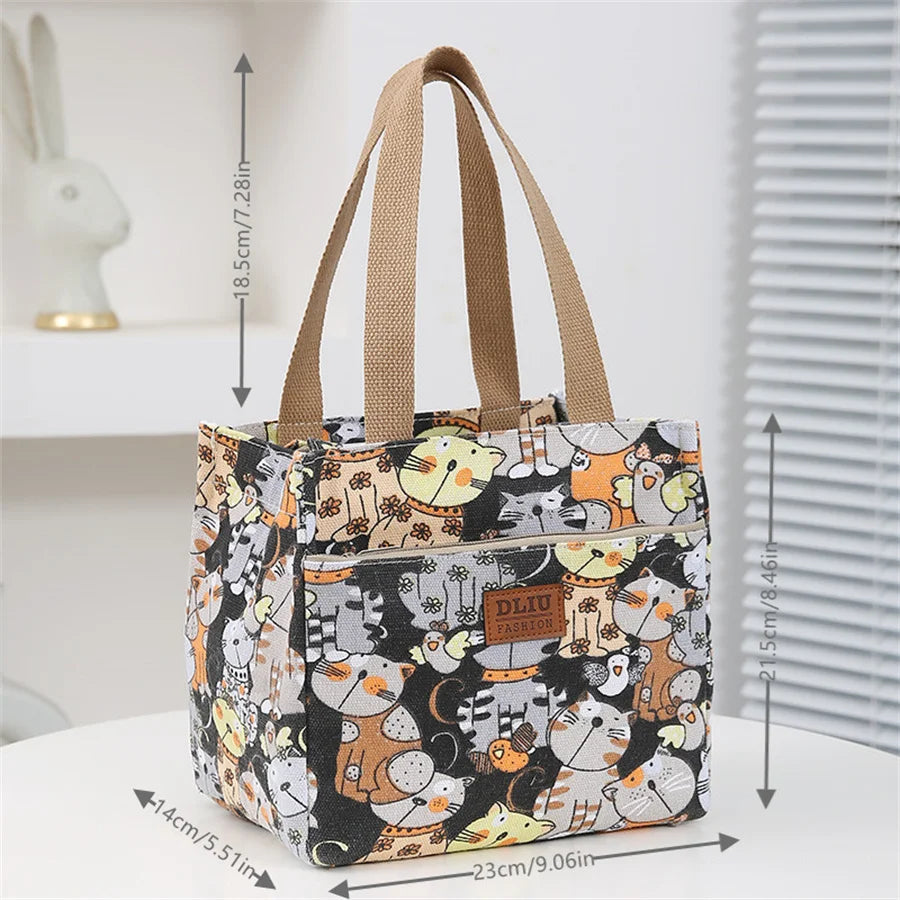 Cute Cartoon Insulated Lunch Bag – Large Capacity Bento Cooler for School, Work & Travel