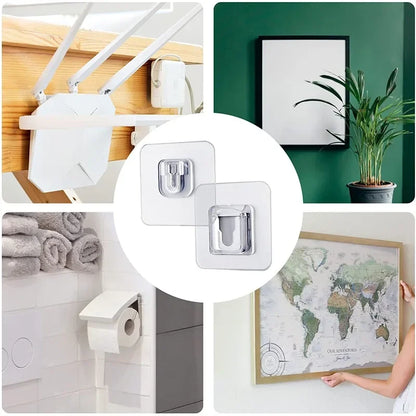 Double-Sided Adhesive Wall Hooks — Strong Transparent Suction Cup Hangers for Kitchen & Bathroom Storage, Plug & Socket Holders