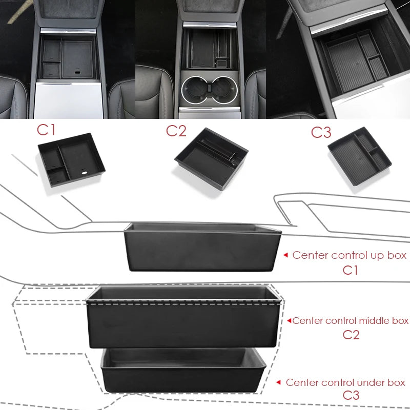 Tesla Model 3 Highland 2024 Center Console Storage Box – Armrest Organizer Accessory for Model 3 Stowing & Tidying