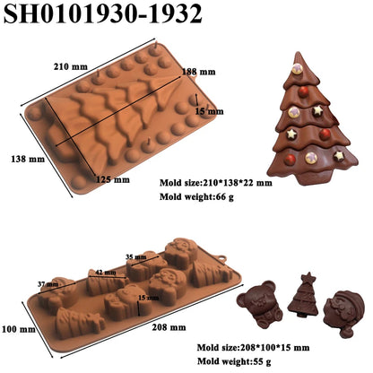 Christmas Silicone Cake Molds — Tree, Snowflake & Hat Shapes for Mousse, Chocolate & Holiday Baking