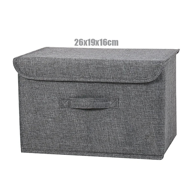 Washable Cotton Linen Folding Storage Box – CD, Toy & Laundry Organizer with Lid
