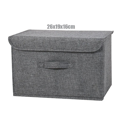 Washable Cotton Linen Folding Storage Box – CD, Toy & Laundry Organizer with Lid