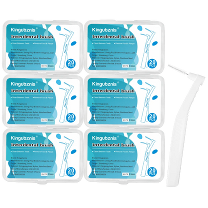 Kingubznis Interdental Brush Set - Stainless Steel Orthodontic Dental Floss Brushes with Angled Short Handle