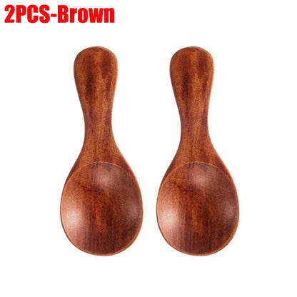 1–10PCS Mini Natural Wooden Spoons – Small Scoop for Tea, Honey, Coffee, Salt, Sugar & Kitchen Cooking Tools