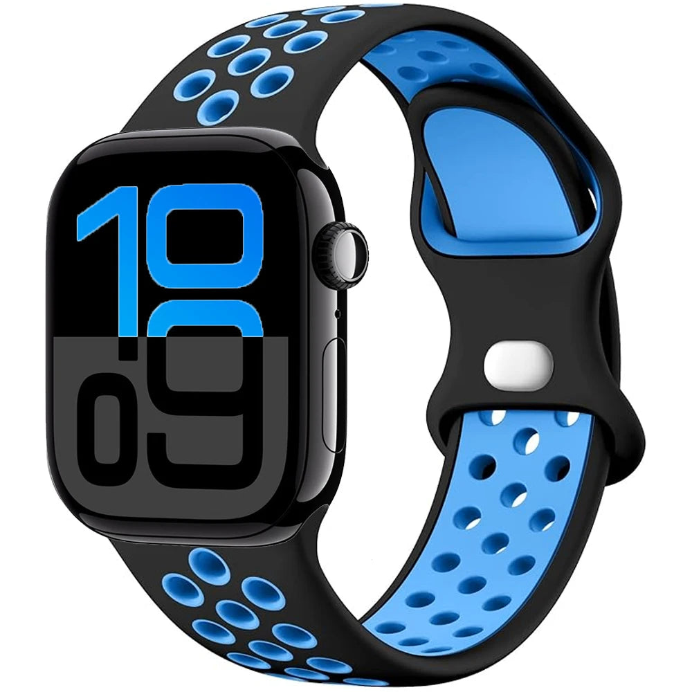 Silicone Apple Watch Strap - Breathable Wristband for Watch 11/10/9/8/7 Ultra 3/2 SE Series 49mm-41mm