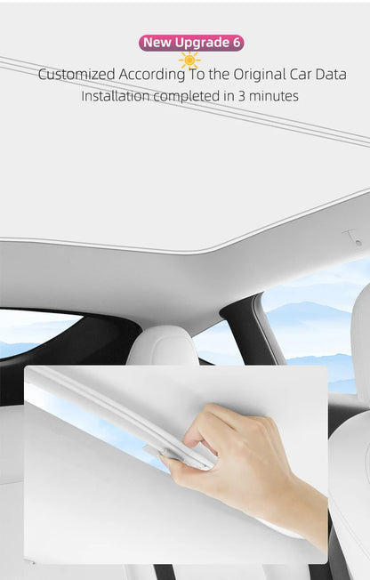 Upgraded Ice Cloth Buckle Sun Shades for Tesla Model 3 & Y (2021-2025) – Front & Rear Glass Roof Sunroof Skylight Covers