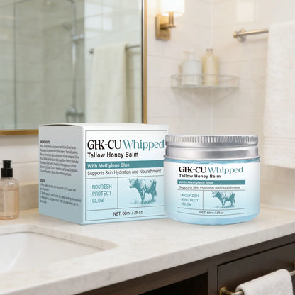 Copper Peptide GHK-Cu Beef Tallow Balm - Blue Balm with Manuka Honey & Vitamin E Face Moisturizer