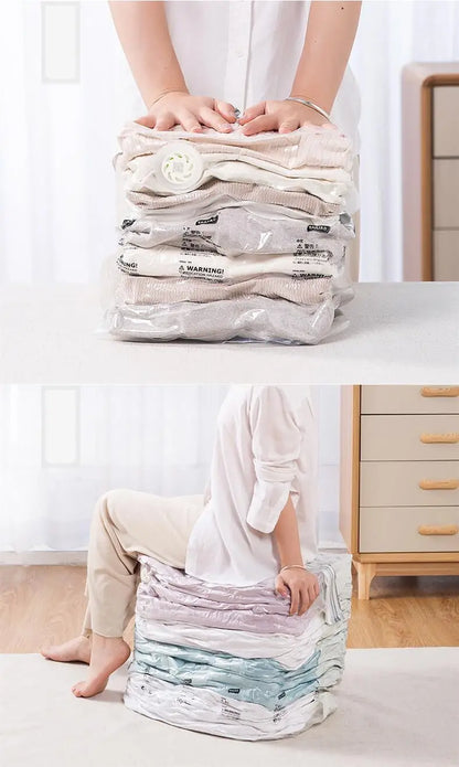 New Patented Vacuum Storage Bags – Large Plastic Bags for Clothes, Blankets, Compression, Travel Accessories