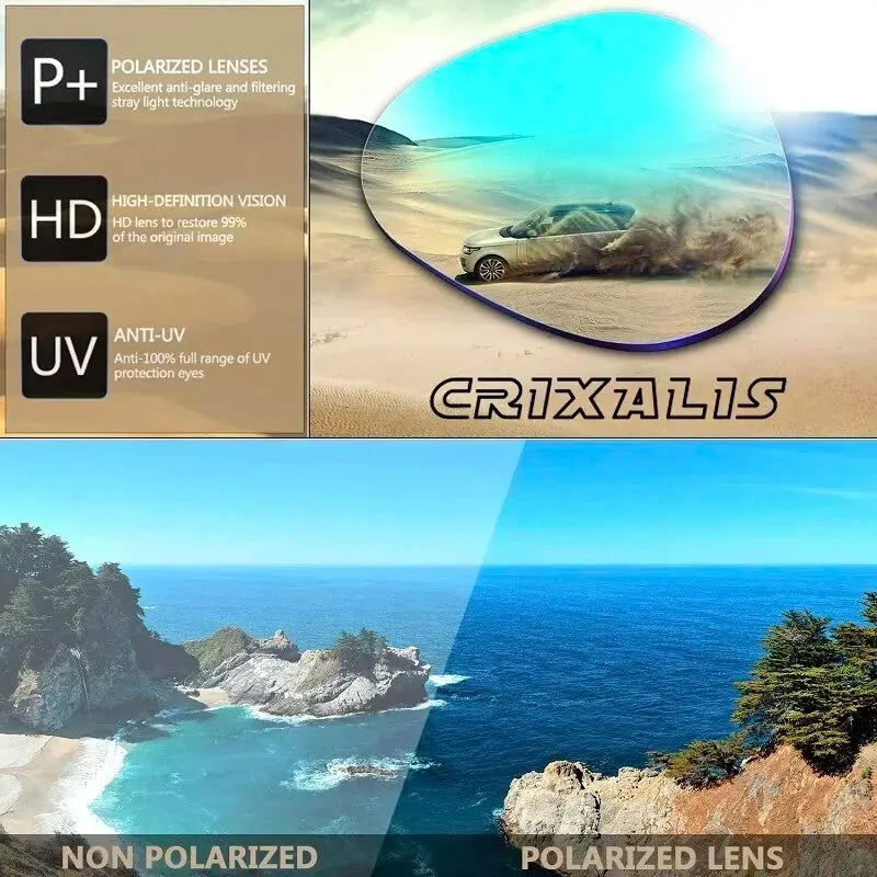 CRIXALIS Polarized Fashion Sunglasses for Men and Women - Square Oversized, Anti-Glare UV400 Protection, Driver Mirror Sun Glasses