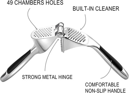 Ergonomic Garlic Press and Mincer – Easy Squeeze Zinc Alloy Garlic Crusher with Comfortable Handle