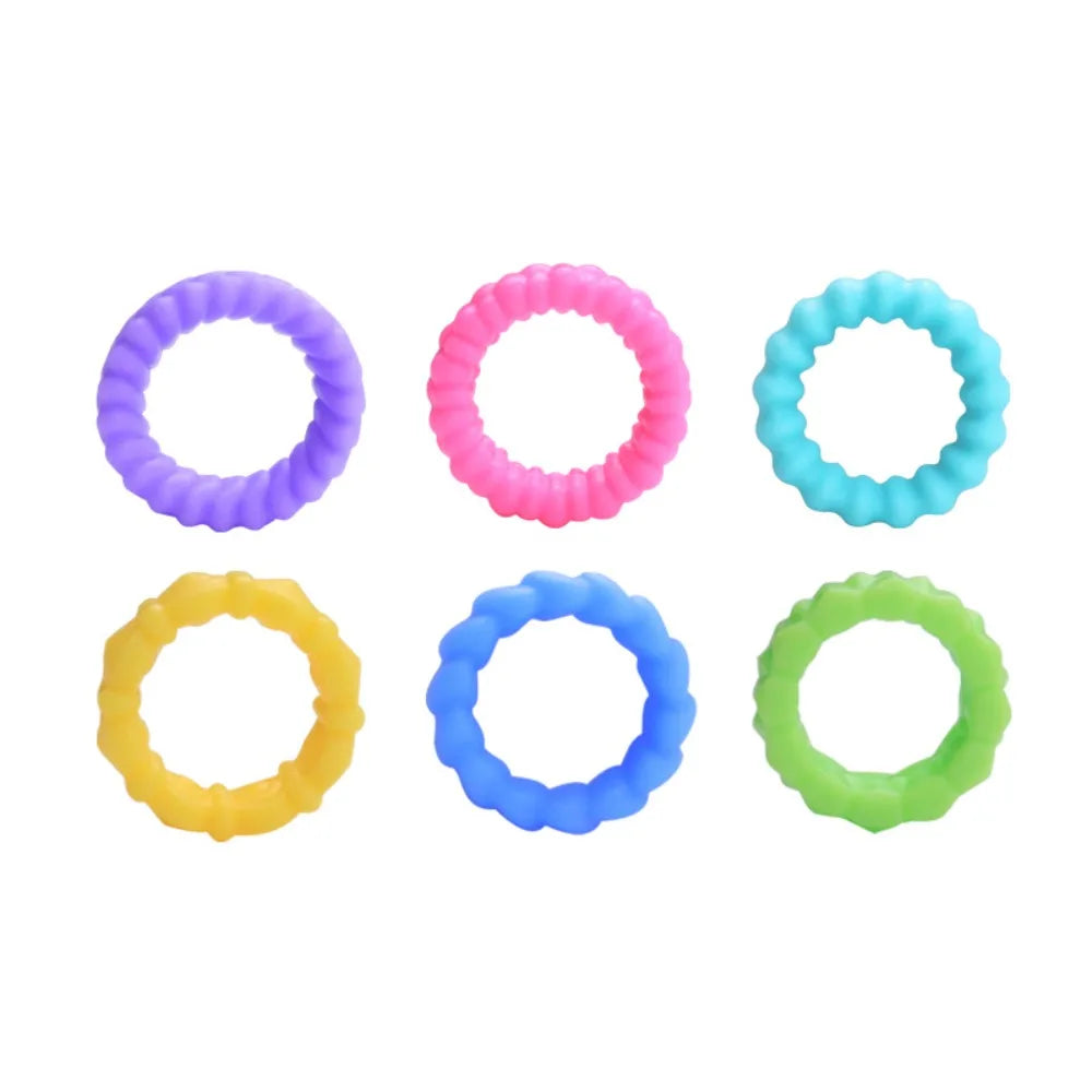 6pcs Silicone Fidget Rings - Durable Stress Relief Sensory Toys for Kids & Anxiety Reduction