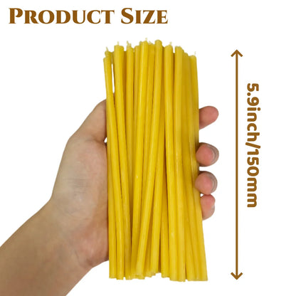 Beeswax Taper Candles — 50-500PCS Smokeless Honey Scented Candles for Church, Birthday, Christmas & Home