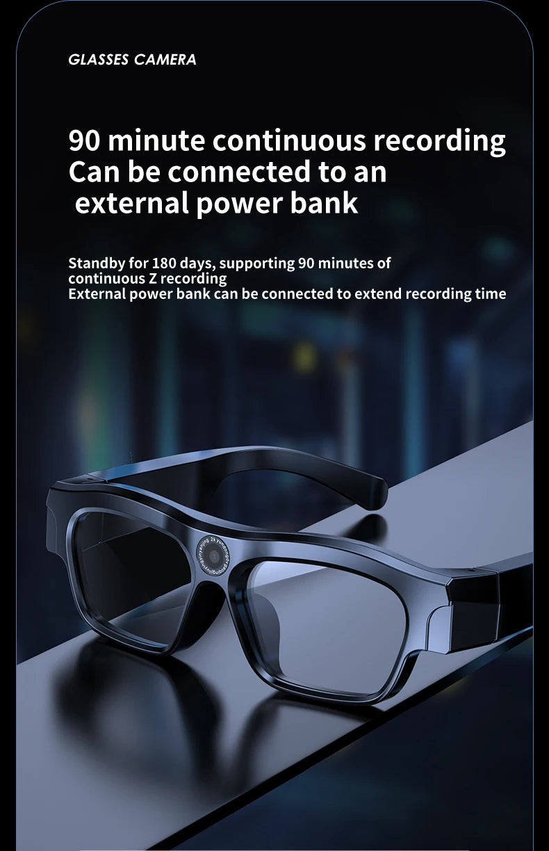 4K Bluetooth HD Video Glasses – Mini Smart Camera for Driving, Cycling, Wireless Music, and Hands-Free Calls