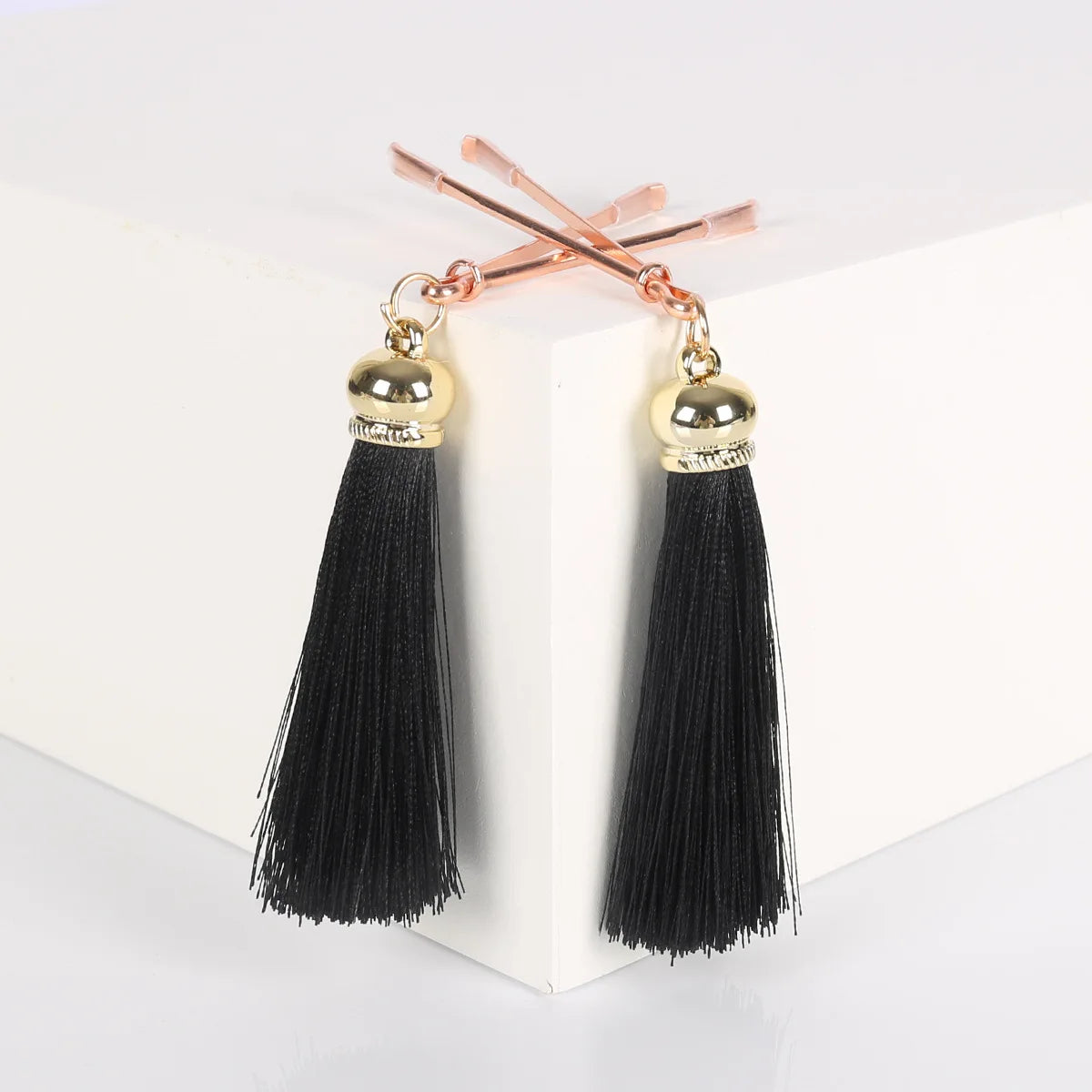 Metal Nipple Clamps with Tassels - 4-Color Rose Gold Bondage Jewelry Set for Adults