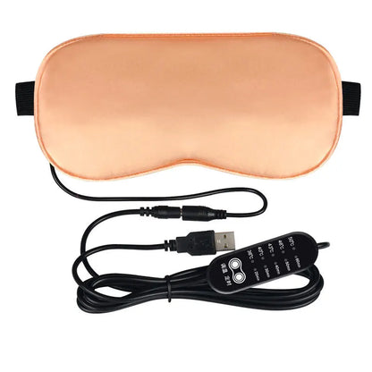 Silk USB Heated Eye Mask — Hot Steam Compress, Temperature-Controlled Sleep Blindfold for Comfortable Rest