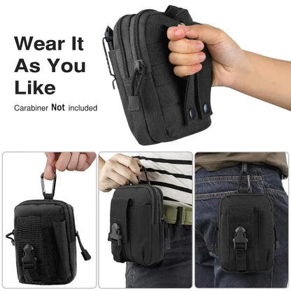 Unisex Tactical Cell Phone Holster – Universal Molle Hip Waist Belt Pouch, Wallet Case with Zipper for Phones