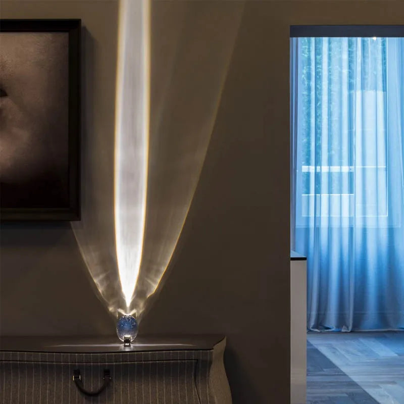 Italian Designer LED Table Lamp – Crystal 'Eye of the Sky' Egg-Shaped Night Projector for Living Room & Bedroom Decor