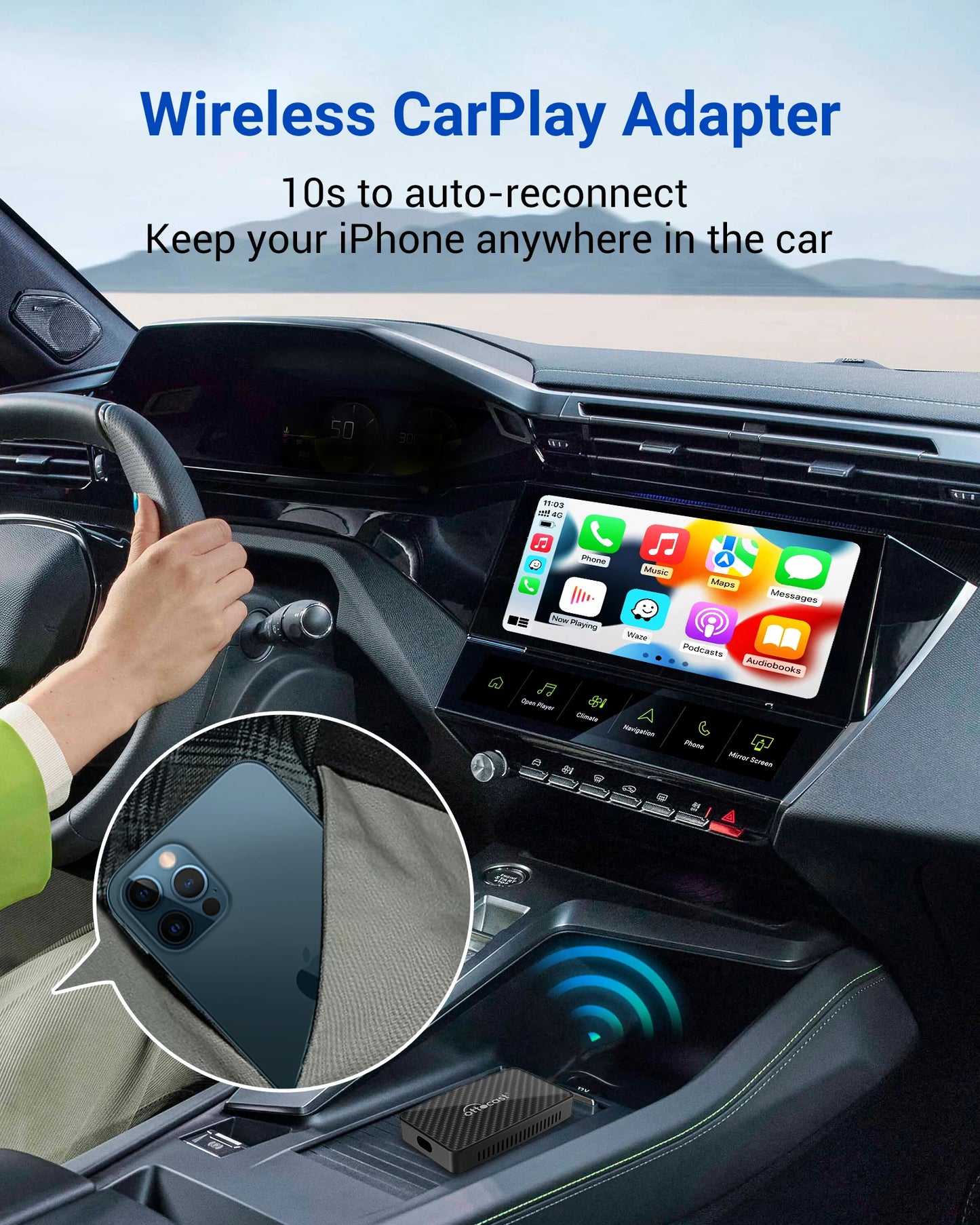 OTTOCAST Play2Video Pro Wireless CarPlay & Android Auto Adapter – YouTube, Netflix, IPTV for Kia & Toyota